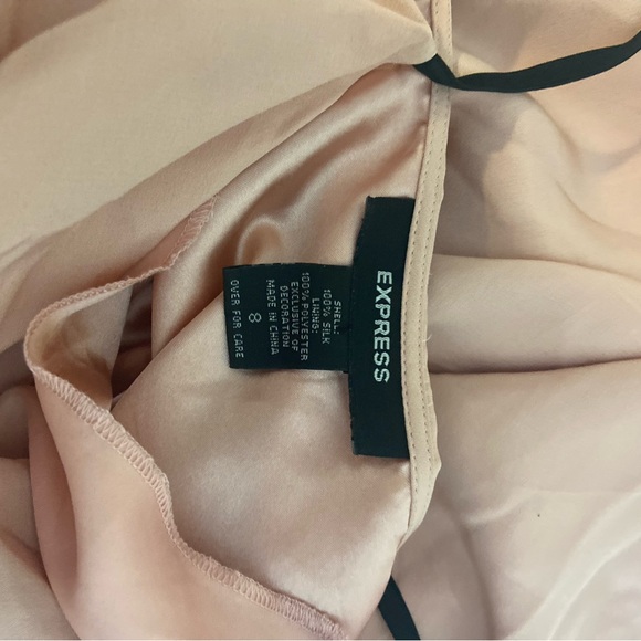 Express Vintage‎ 90s Y2K  Pink Silk Slip Dress Floral Cowl Neck Size 8 - Picture 6 of 6